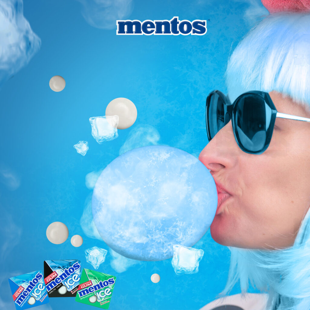 Mentos marketing campaign Iraq, social media content plan, FMCG marketing strategy, digital marketing agency Erbil, creative advertising Iraq, MAIN Agency social media projects.